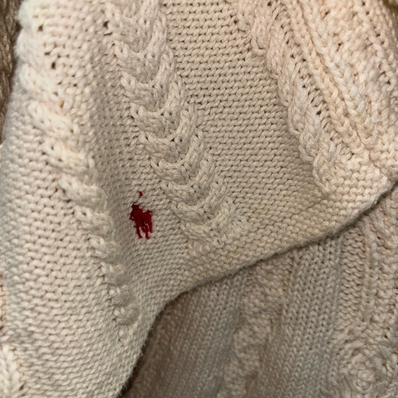 Ralph Lauren Girls Yth S 7/8 Cable Knit Cardigan Cream Ivory Open Front Sweater - Picture 6 of 8